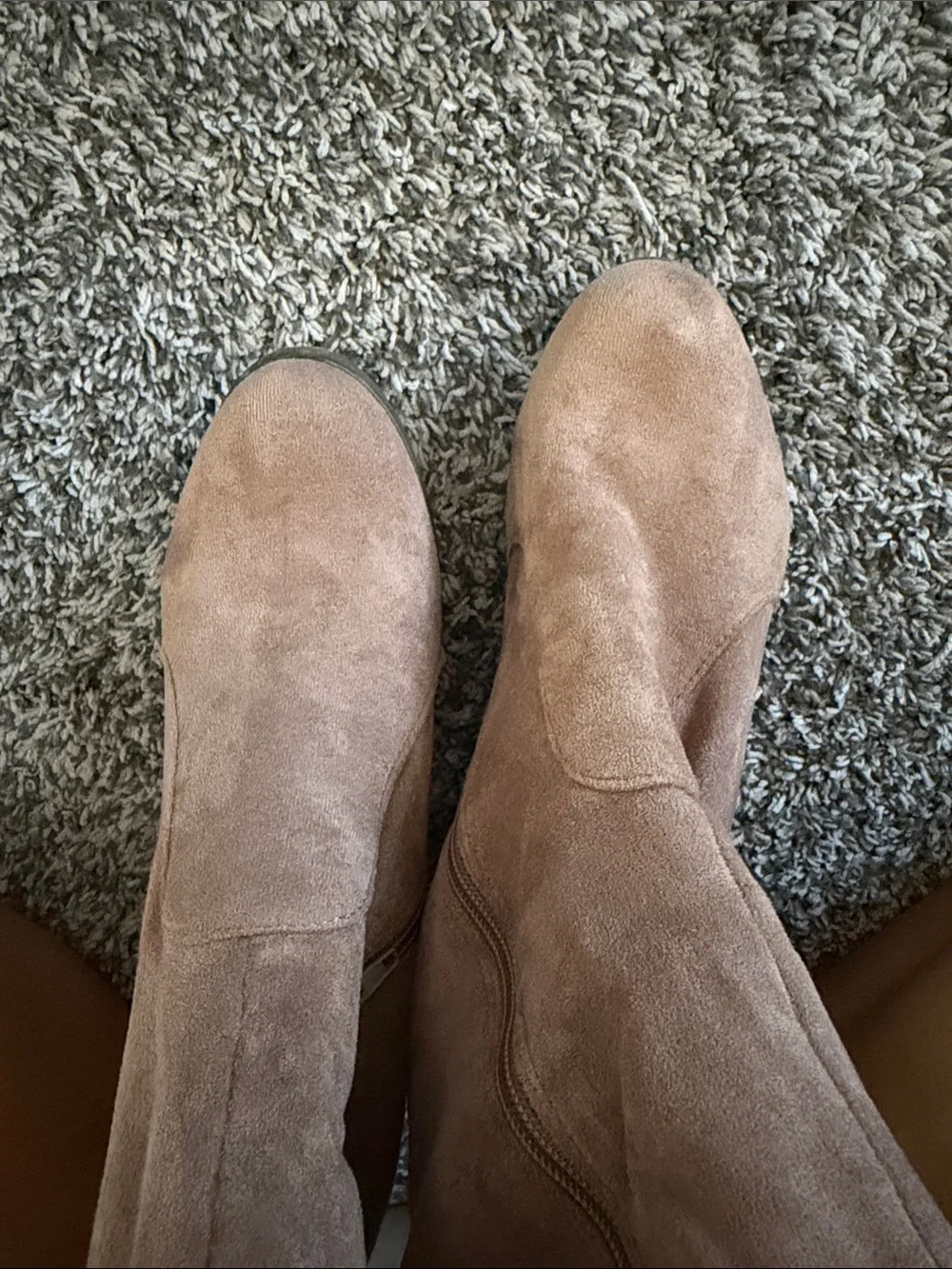 Over-the-Knee Block Heel Boots in Taupe Suede Boutique Boots